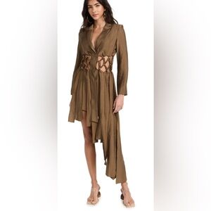 Cult Gaia Elana Brown Asymmetrical Dress XL NWT